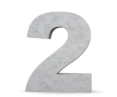 3D render beton sayı 2 iki. 3D render illüstrasyon.