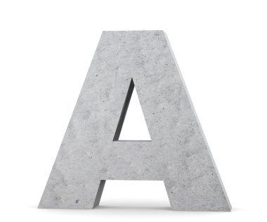 Büyük harf - beyaz arka plan üzerinde izole A beton. 3D render illüstrasyon