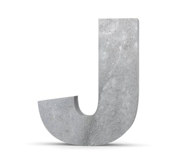 Büyük harf - beyaz arka plan üzerinde izole J beton. 3D render illüstrasyon
