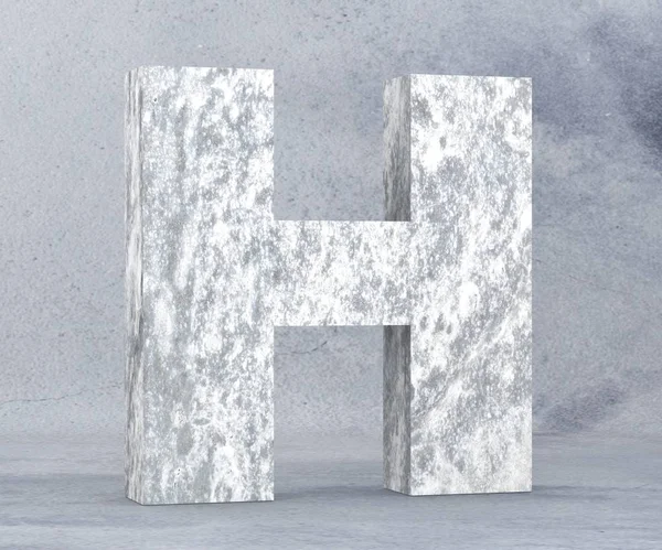 Concrete Capital Letter - H isolated on white background. 3D render Illustration — Stock Photo, Image