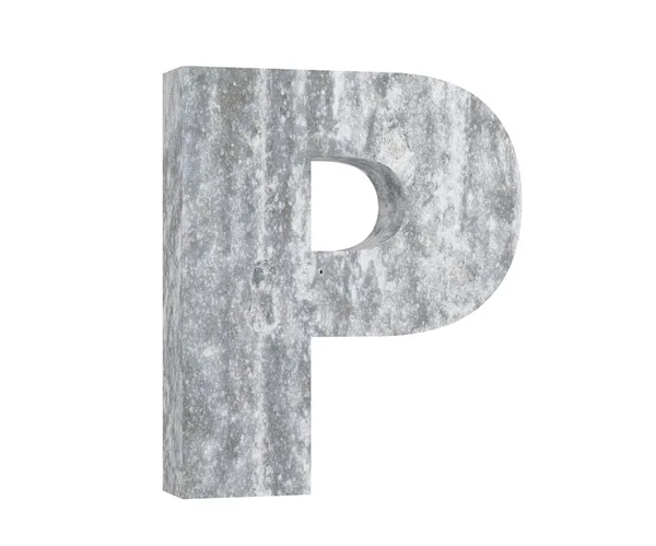대문자-P 흰색 배경에 고립 된 콘크리트. 3d 렌더링 그림 — 스톡 사진