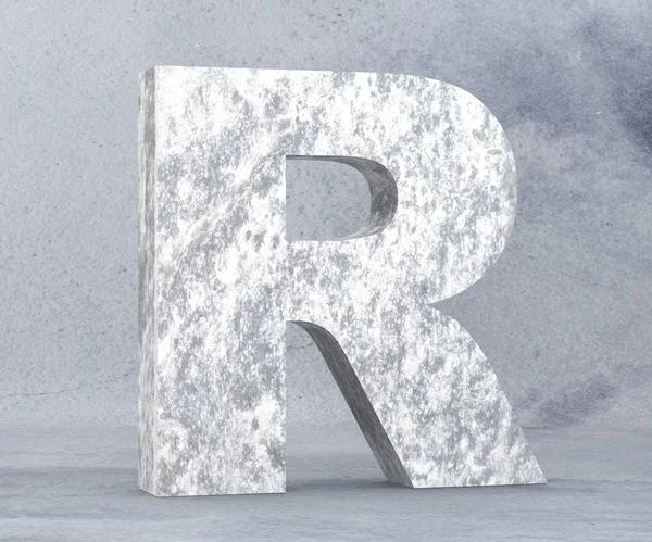 大文字 - R は、白い背景で隔離の具体的な。3 d のレンダリングの図 — ストック写真