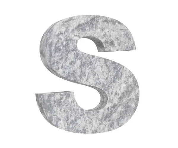 Beton - litera S na białym tle. renderowania 3D ilustracja — Zdjęcie stockowe