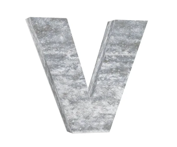 Concrete Capital Letter - V isolated on white background. 3D render Illustration — Stock Photo, Image