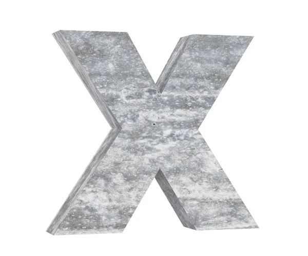 Betão letra maiúscula - X isolado sobre fundo branco. Ilustração de renderização 3D — Fotografia de Stock