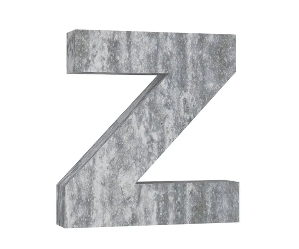 Betão letra maiúscula - Z isolado sobre fundo branco. Ilustração de renderização 3D — Fotografia de Stock