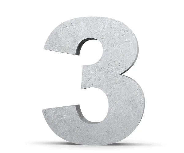 3D rendering concrete number 3 three. 3D render Illustration. — Stock Photo, Image