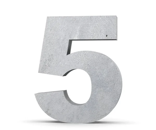 3D render beton sayı 5 beş. 3D render illüstrasyon. — Stok fotoğraf