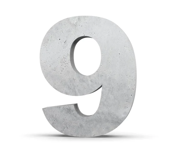 3D renderizando concreto número 9 nove. Ilustração de renderização 3D . — Fotografia de Stock