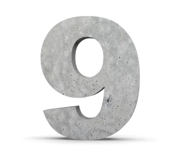 3D render beton 9 numara dokuz. 3D render illüstrasyon. — Stok fotoğraf