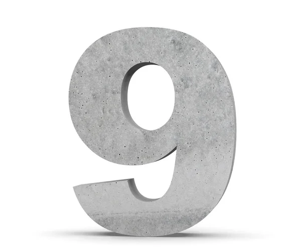 3D renderizando concreto número 9 nove. Ilustração de renderização 3D . — Fotografia de Stock
