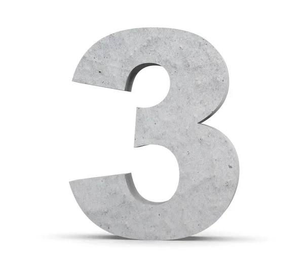 3D rendering concrete number 3 three. 3D render Illustration. — Stock Photo, Image