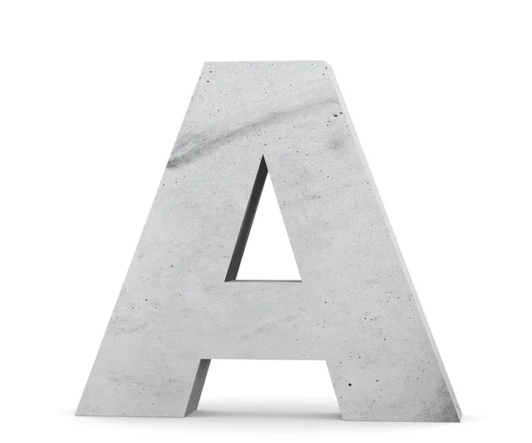Lettre majuscule en béton - Un isolé sur fond blanc. Illustration de rendu 3D — Photo