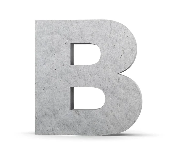 Concrete Capital Letter B diisolasi dengan latar belakang putih. Ilustrasi render 3D — Stok Foto