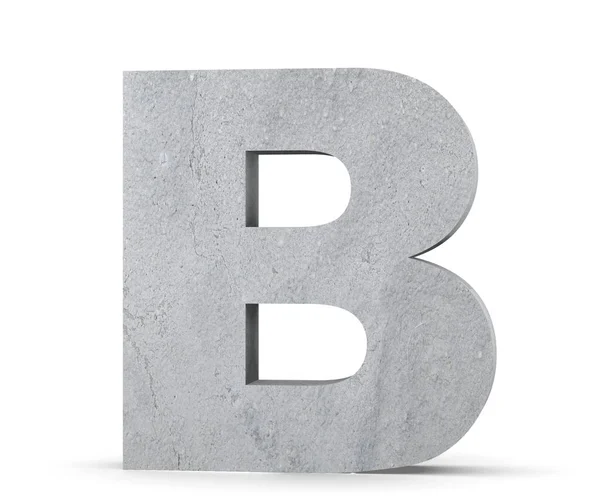 Concrete Capital Letter B diisolasi dengan latar belakang putih. Ilustrasi render 3D — Stok Foto