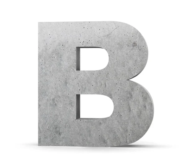 Konkrét nagybetű - B elszigetelt fehér background. 3D render illusztráció — Stock Fotó