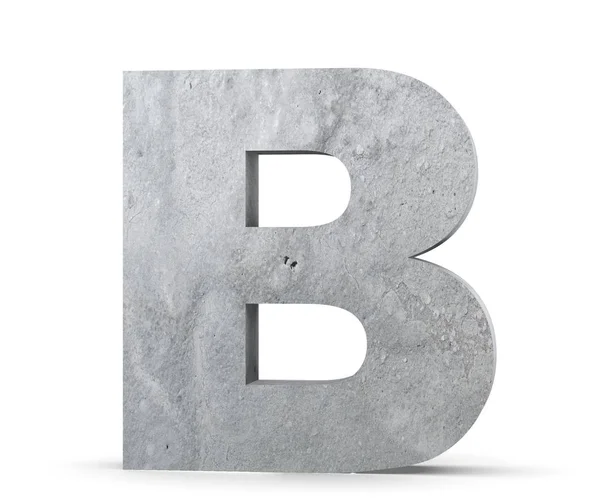 Letra mayúscula concreta - B aislada sobre fondo blanco. Ilustración de renderizado 3D —  Fotos de Stock