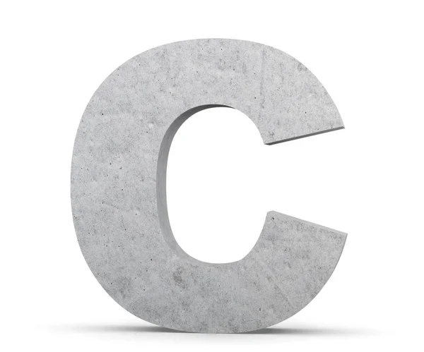 Carta capital concreta - C aislada sobre fondo blanco. Ilustración de renderizado 3D — Foto de Stock