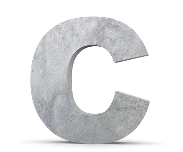 Carta capital concreta - C aislada sobre fondo blanco. Ilustración de renderizado 3D — Foto de Stock
