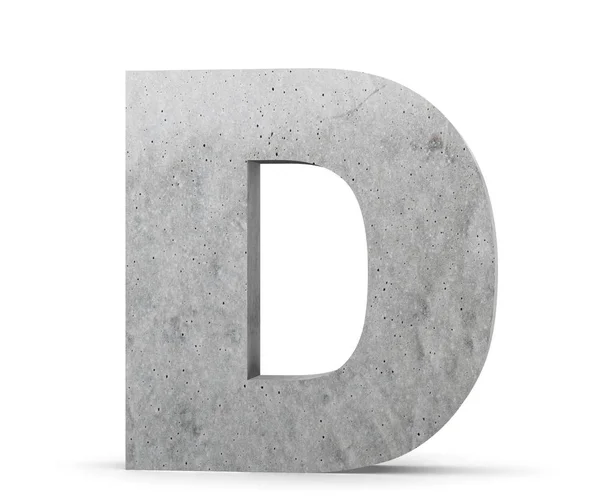 Beton hoofdletter - D geïsoleerd op een witte achtergrond. 3D render illustratie — Stockfoto