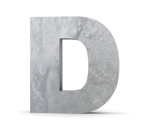 Beton hoofdletter - D geïsoleerd op een witte achtergrond. 3D render illustratie — Stockfoto