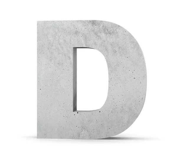 Beton hoofdletter - D geïsoleerd op een witte achtergrond. 3D render illustratie — Stockfoto