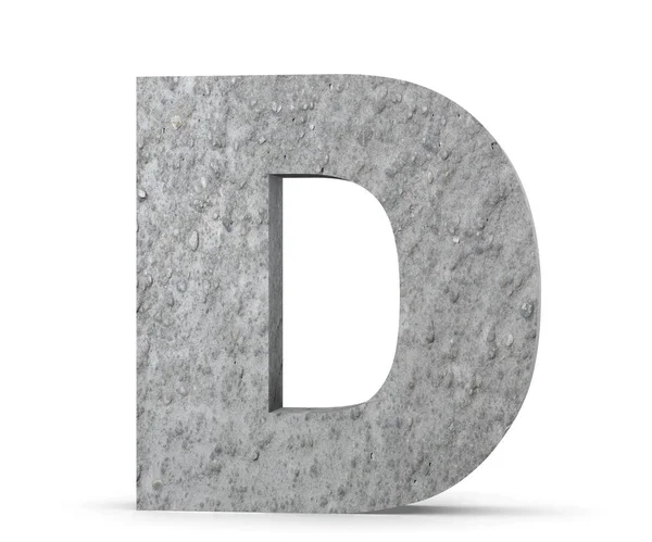 Бетонная прописная буква - D на белом фоне. 3D-рендеринг — стоковое фото