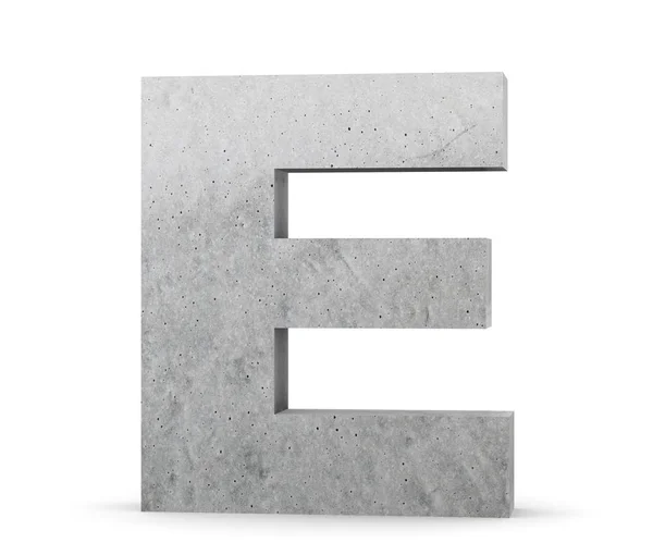 Concrete Capital Letter E diisolasi dengan latar belakang putih. Ilustrasi render 3D — Stok Foto