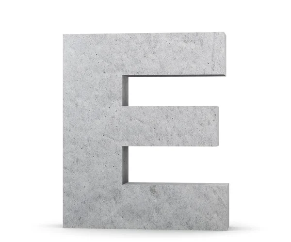 Concrete Capital Letter - E isolado sobre fundo branco. Ilustração de renderização 3D — Fotografia de Stock