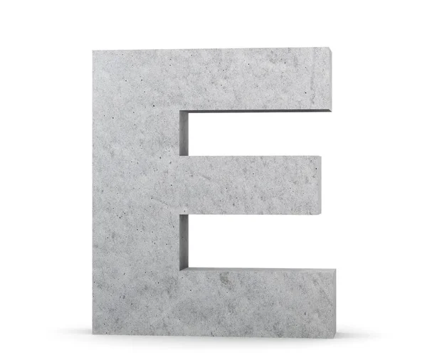 Beton hoofdletter - E geïsoleerd op een witte achtergrond. 3D render illustratie — Stockfoto