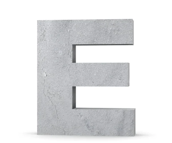 Beton Großbuchstaben - e isoliert auf weißem Hintergrund. 3D-Darstellung — Stockfoto
