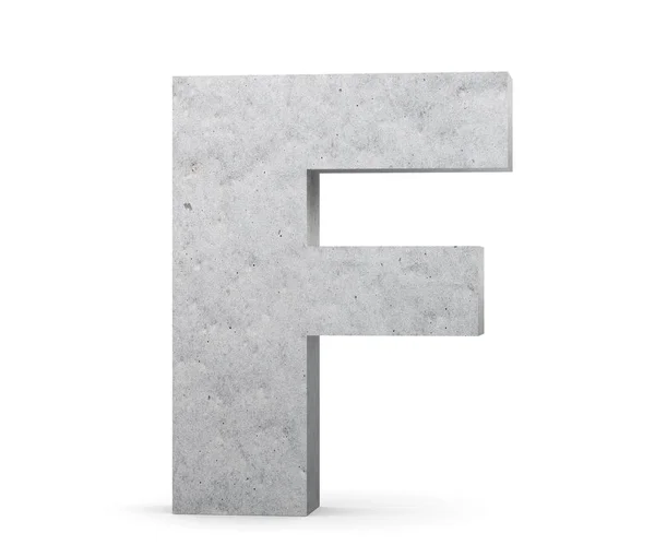 Letra capital concreta - F aislada sobre fondo blanco. Ilustración de renderizado 3D — Foto de Stock