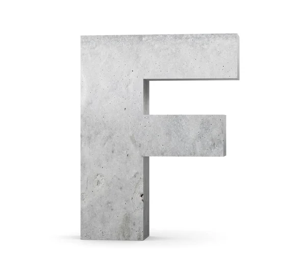 Concrete Capital Letter F diisolasi dengan latar belakang putih. Ilustrasi render 3D — Stok Foto