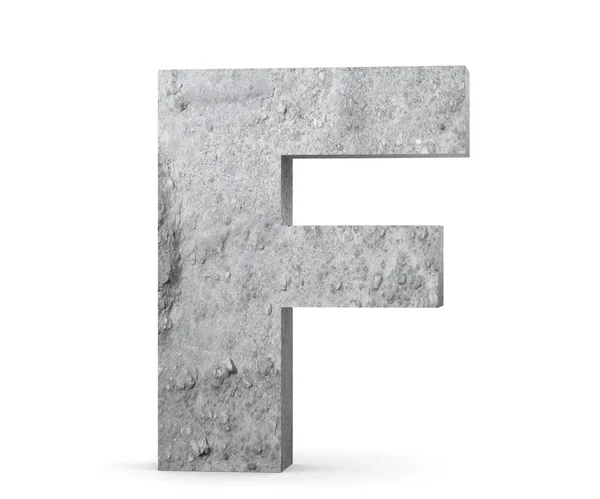 Lettre majuscule en béton - F isolé sur fond blanc. Illustration de rendu 3D — Photo