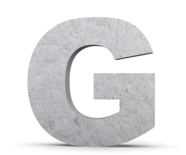 Lettera maiuscola in calcestruzzo - G isolato su sfondo bianco. Illustrazione rendering 3D — Foto Stock