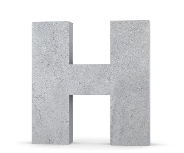 Lettre majuscule en béton - H isolé sur fond blanc. Illustration de rendu 3D — Photo