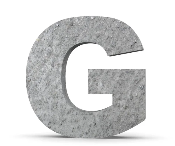 Konkreta versal - G isolerad på vit bakgrund. 3D render Illustration — Stockfoto