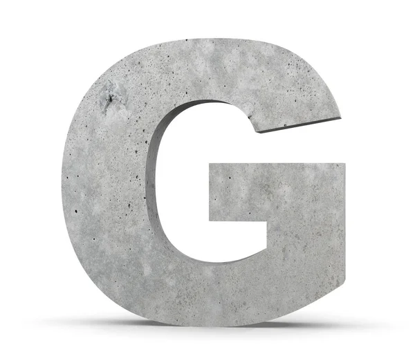 Beton hoofdletter - G geïsoleerd op een witte achtergrond. 3D render illustratie — Stockfoto