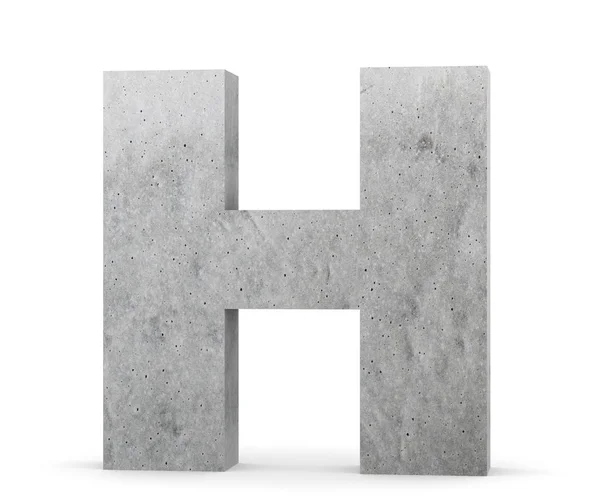Konkrét nagybetű - H elszigetelt fehér background. 3D render illusztráció — Stock Fotó