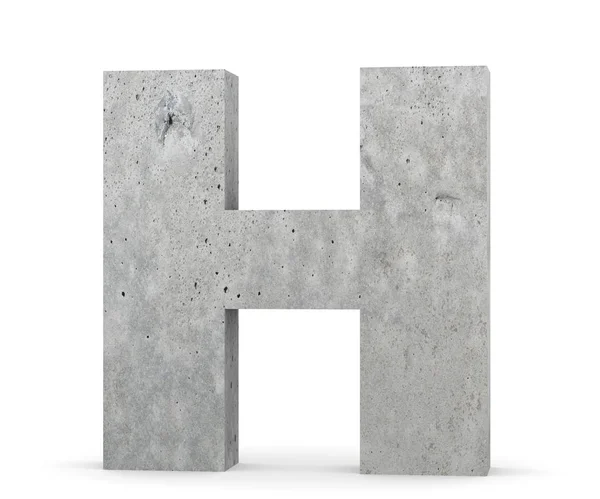 Büyük harf - beyaz arka plan üzerinde izole H Beton. 3D render illüstrasyon — Stok fotoğraf