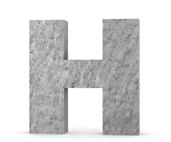 Beton hoofdletter - H geïsoleerd op een witte achtergrond. 3D render illustratie — Stockfoto