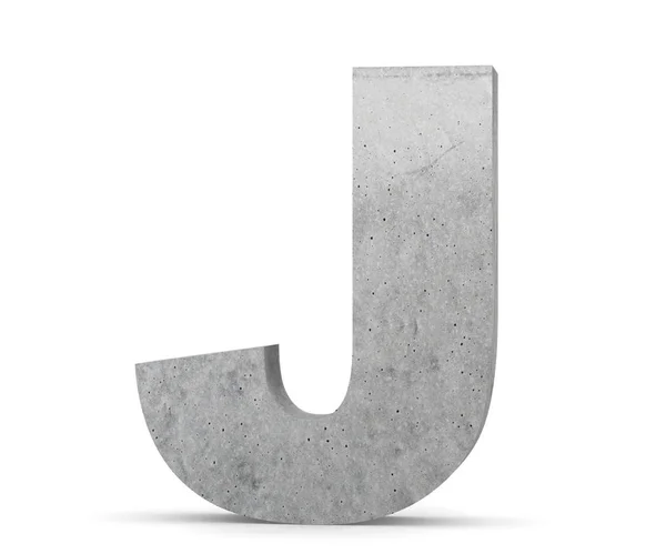대문자-J 흰색 배경에 고립 된 콘크리트. 3d 렌더링 그림 — 스톡 사진
