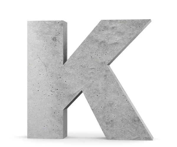 ตัวอักษรใหญ่คอนกรีต K แยกกันบนพื้นหลังสีขาว 3D แสดงภาพประกอบ — ภาพถ่ายสต็อก