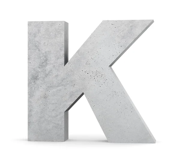 Carta capital de concreto - K isolado sobre fundo branco. Ilustração de renderização 3D — Fotografia de Stock