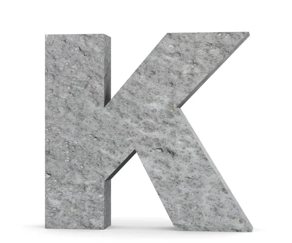 Konkreta versal - K isolerade på vit bakgrund. 3D render Illustration — Stockfoto