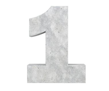 3D render beton 1 numara bir. 3D render illüstrasyon.