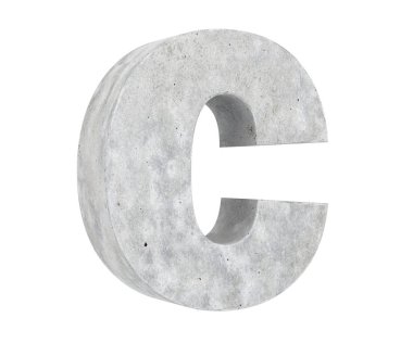 Büyük harf - beyaz arka plan üzerinde izole C beton. 3D render illüstrasyon
