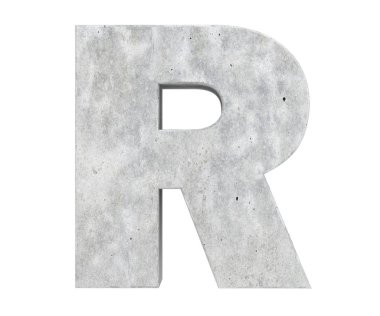Büyük harf - beyaz arka plan üzerinde izole R beton. 3D render illüstrasyon