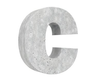 Büyük harf - beyaz arka plan üzerinde izole C beton. 3D render illüstrasyon