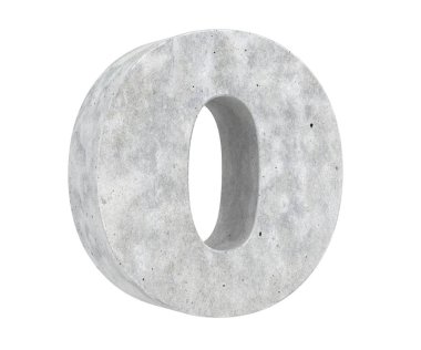 Büyük harf - beyaz arka plan üzerinde izole O beton. 3D render illüstrasyon